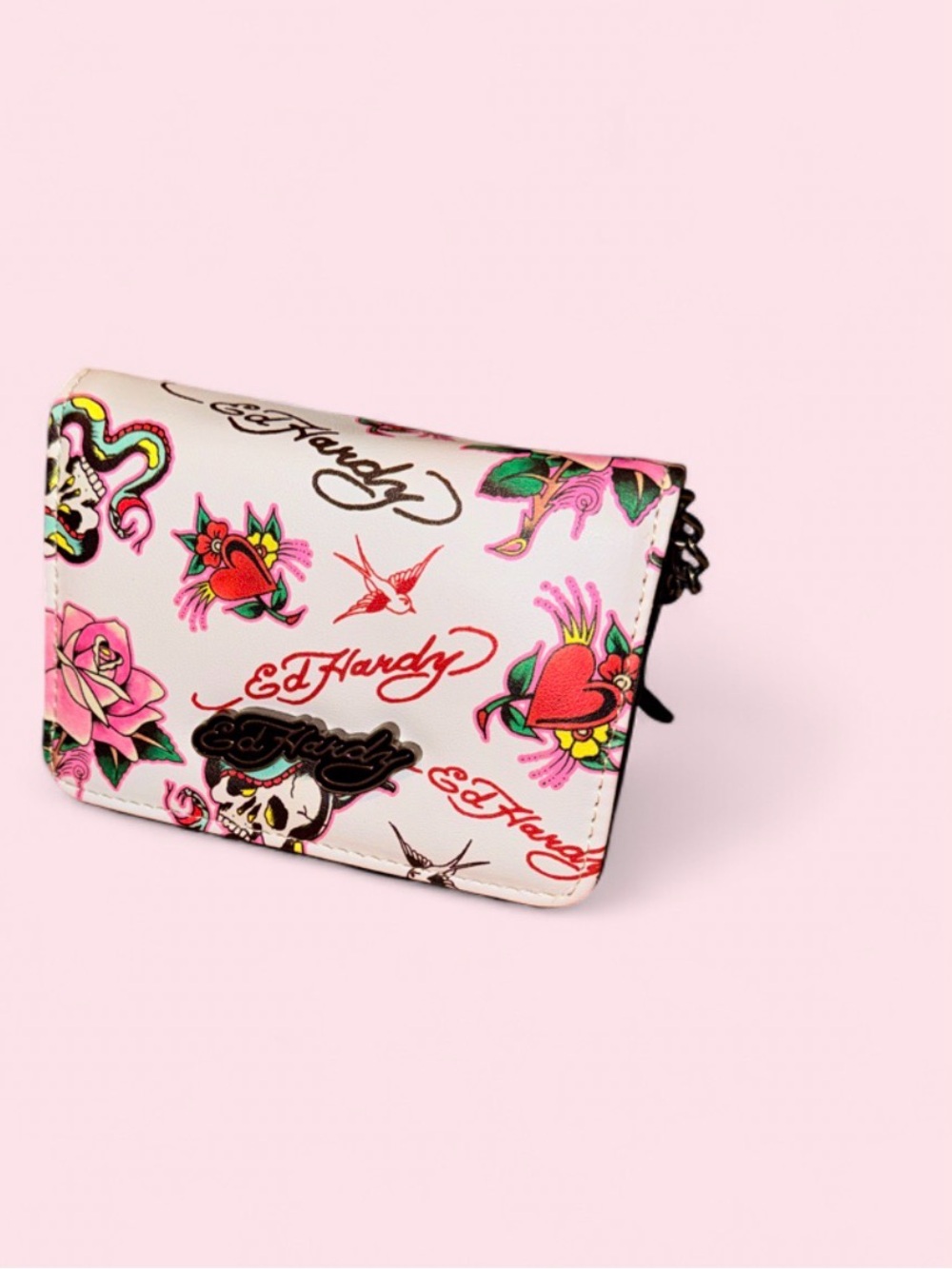 NWT- Ed Hardy White Baguette with shoulder strap